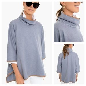 Tuckernuck Slate blue leather trimmed Piper poncho.